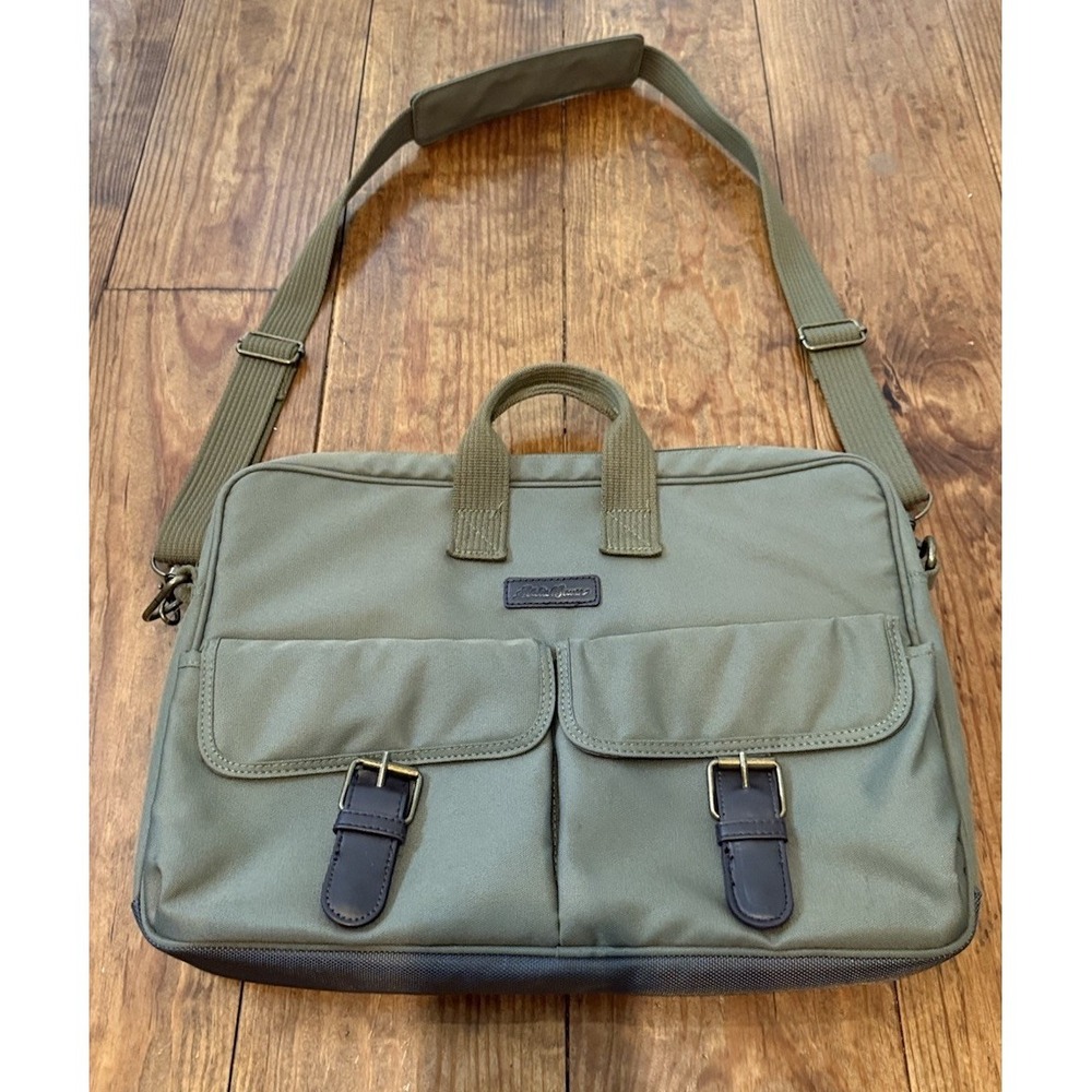 Eddie Bauer Laptop Messenger Bag 16.5"x12" Khaki Green
